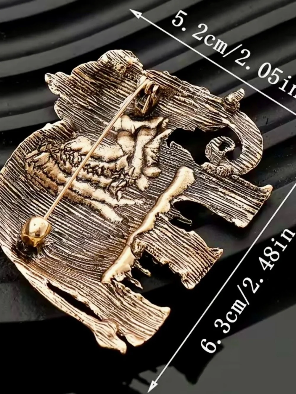 Retro Royal Maharaja Elephant Brooch Antique Gold Tone Heritage Statement Pin